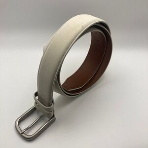 Johnston & Murphy Men's White Sporty Casual Leather Belt 42 Preppy Casual Golf